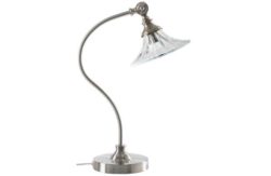 Heart of House Anisa Glass and Chrome Curved Table Lamp.